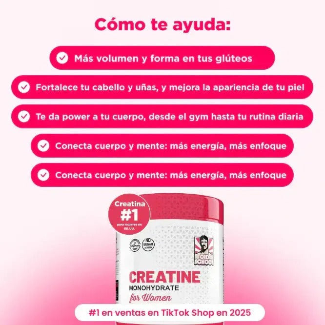 Monohidrato de Creatina para Mujeres Precio habitual$. 33;68  ¡Solo Quedan 19 Unidades!